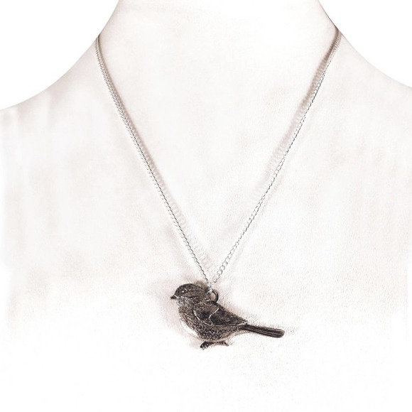 Pewter chickadee necklace 1671 - Picture 2 of 4